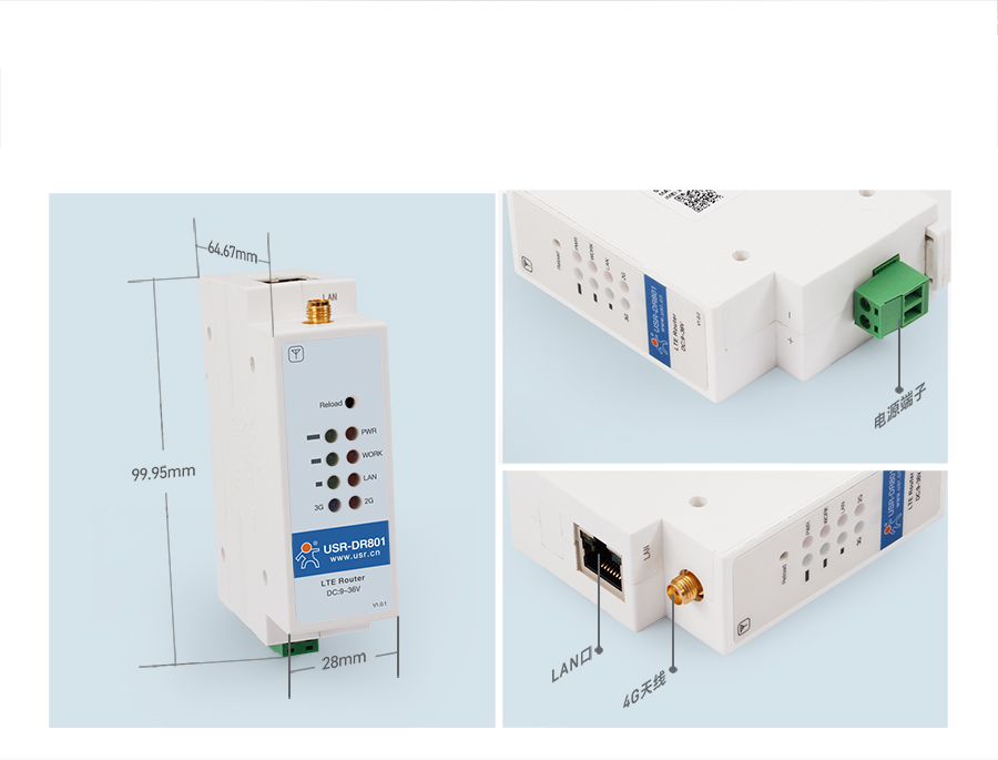 導軌式4g工業路由器產品細節