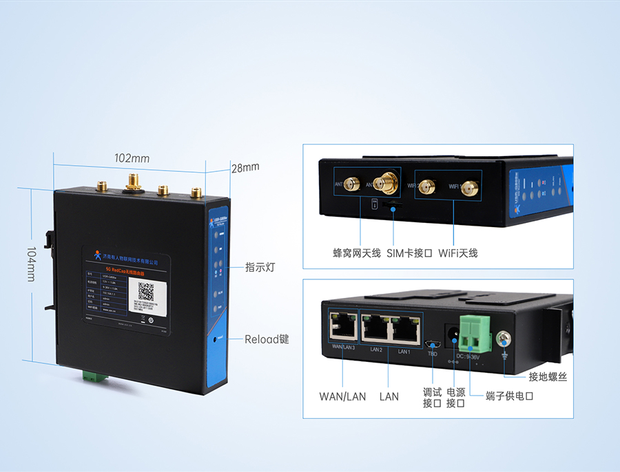 小體積5G RedCap工業路由器產品細節